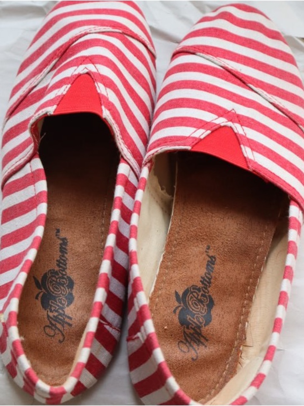 Apple bottoms Striped Red and White Slip-On Women's Canvas Shoes